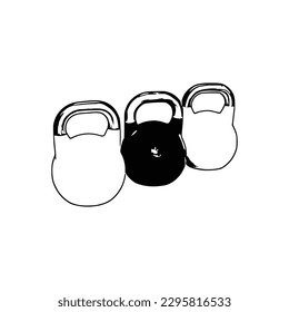 Die Kettelglocken, Die Kettelglocken, Die Fitnessgeräte, Die Mobilgeräte einzeln, Die Fitnessgeräte, Vektorgrafik, Die Fitnessgeräte Silhouette.