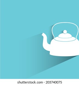 kettle, blue background, flat and shadow theme