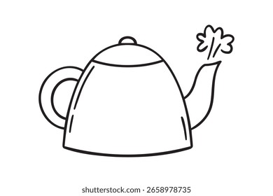 chaleira ícone fervura doodle mão desenhada. Símbolo clipart de desenho de linha de tópicos. Ilustração vetorial