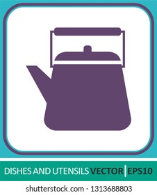 kettle for boiling water. Vector Icon.