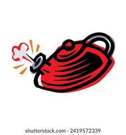 Un icono de Kettle hierve en un estilo plano. El concepto se preocupa por el recién llegado. ilustración vectorial en estilo de caricatura sobre fondo blanco