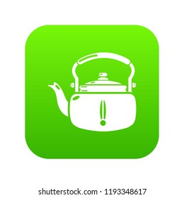 Kettle break icon green vector isolated on white background
