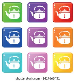 Kettle break icons set 9 color collection isolated on white for any design
