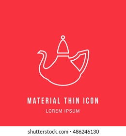 Kettle Bright red material designed line thin flat icon / logo