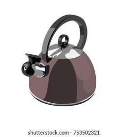 Kettle brown realistic vector illustration isolated