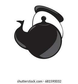 Kettle cartoon icon. Kitchen tools, cookware and kitchenware vector illustration. Isolated on white