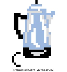 Kettle cartoon icon in pixel style