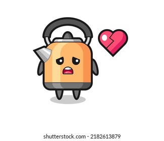 kettle cartoon illustration is broken heart , cute style design for t shirt, sticker, logo element