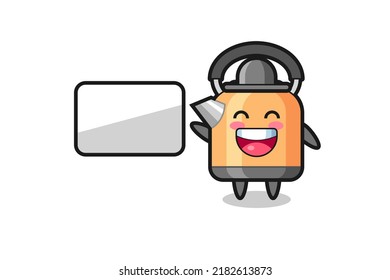 ilustración de kettle caricatura haciendo una presentación , diseño de estilo lindo para camiseta, pegatina, elemento logo