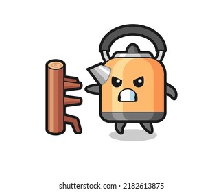 kettle cartoon illustration as a karate fighter , cute style design for t shirt, sticker, logo element