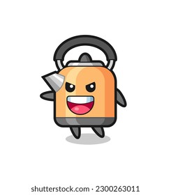 kettle cartoon with very excited pose , cute style design for t shirt, sticker, logo element