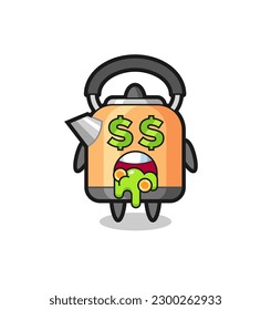kettle character with an expression of crazy about money , cute style design for t shirt, sticker, logo element