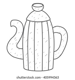 Kettle for coffee or cocoa outline drawing.