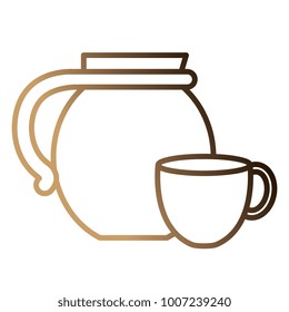 kettle with coffee cup hot icon