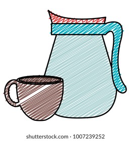 kettle with coffee cup hot icon