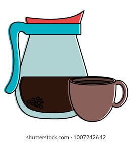kettle with coffee cup hot icon