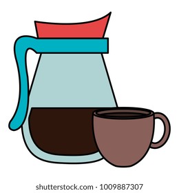 kettle with coffee cup hot icon