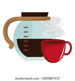 kettle with coffee cup hot icon