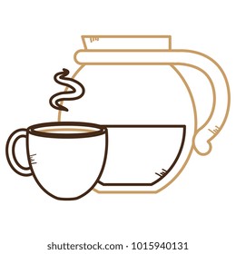 kettle with coffee cup hot icon