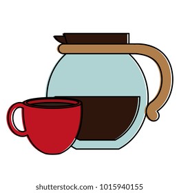 kettle with coffee cup hot icon