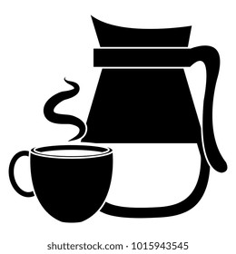 kettle with coffee cup hot icon