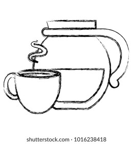 kettle with coffee cup hot icon