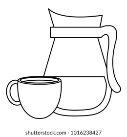 kettle with coffee cup hot icon