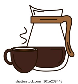 kettle with coffee cup hot icon