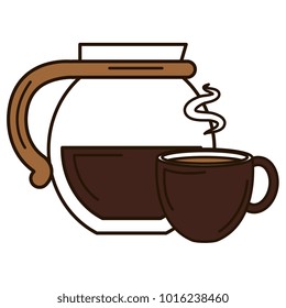 kettle with coffee cup hot icon