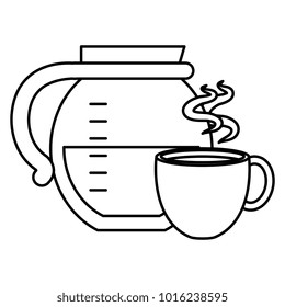 kettle with coffee cup hot icon