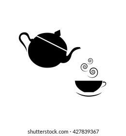 kettle and coffee cup or tea of hot drink