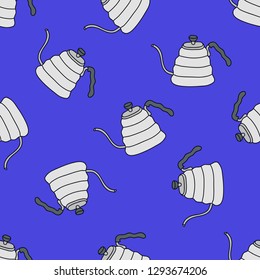 kettle for coffee seamless doodle pattern