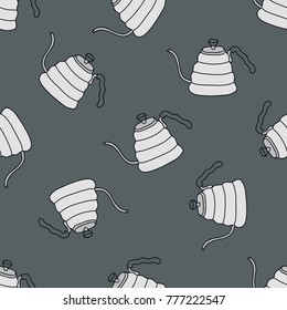 kettle for coffee seamless doodle pattern