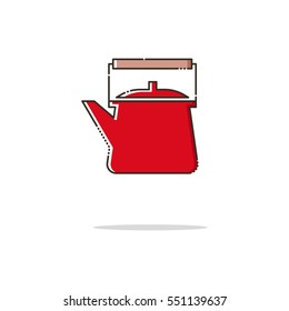 Kettle color thin doted line icon. Mbe minimalism style