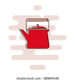 Kettle color thin line icon. Mbe minimalism style