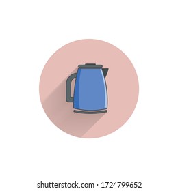 kettle colorful flat icon with long shadow. cosmetics electric kettle icon