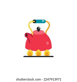 Hervidor de agua, cocinando íconos planos. Ilustración vectorial. Trazo editable. Icono aislado adecuado para web, infografías, interfaz y aplicaciones.