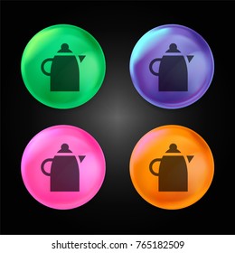 Kettle crystal ball design icon in green - blue - pink and orange.