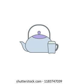 kettle and cup colored icon. Element of colored coffee icon for mobile concept and web apps. Color kettle and cup icon can be used for web and mobile