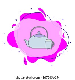 Kettle and cup colored liquid bacdge icon. Simple color vector of coffee icons for ui and ux, website or mobile application