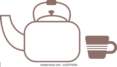 Kettle and cup geometric illustration isolated on background