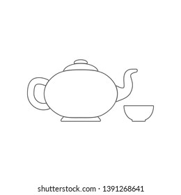 Kettle and cup icon. Element of China for mobile concept and web apps icon. Outline, thin line icon for website design and development, app development