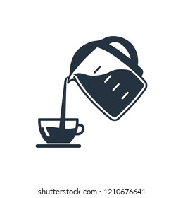 Kettle with cup isolated icon on white background, 400 coffee set, logo and sign