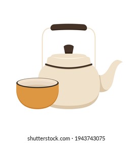 Kettle and Cup vector. Kettle and Cup on white background.