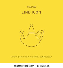 Kettle Cute yellow thin line icon / logo Design