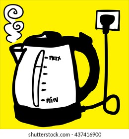 Kettle doodle icon with separated fill and background layers