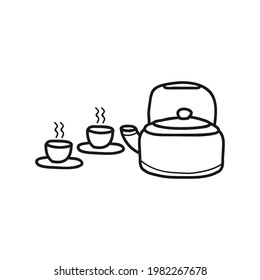 
kettle doodle icon vector hand drawing