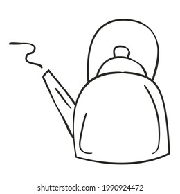 Icono dibujado a mano en el contorno de garrapatas de Kettle. Ilustración vectorial.