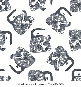 kettle doodle seamless pattern