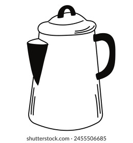 Hervidor de agua en estilo garabato. Máquina de Vector eléctrico de dibujo a mano. Colección de iconos para el menú, cafetería.